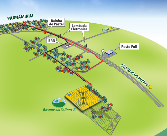 Mapa de acesso ao bosque das colinas